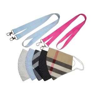 woven band heat transfer lanyard with 2 hooks for the face masks | EVPL1103